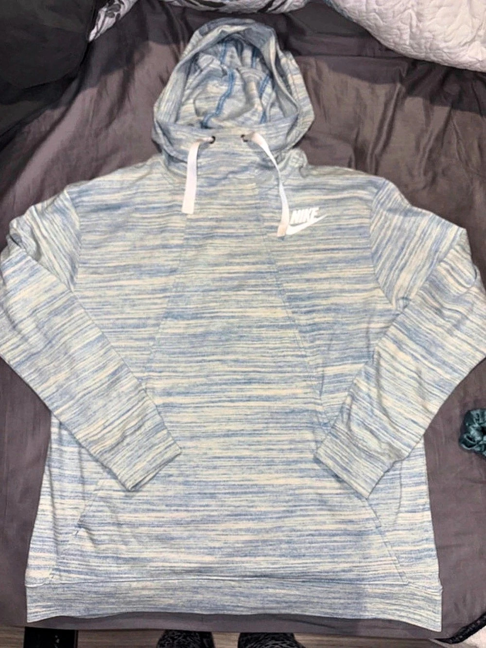 Nike Blue & White Pullover Hoodie